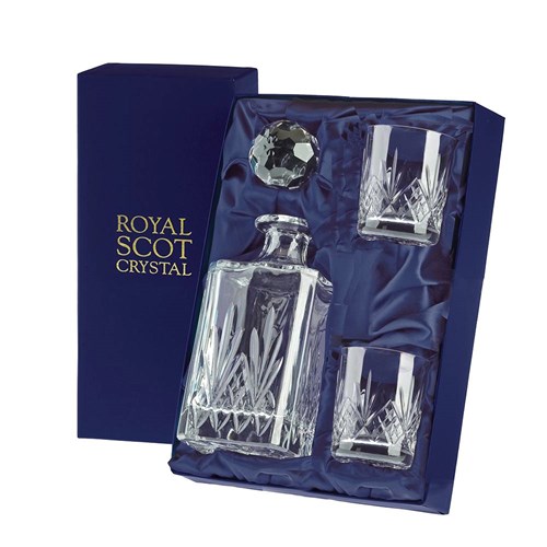 Buy And Send Royal Scot Presentation Boxed Highland Square Decanter And 2 Whisky Tumblers